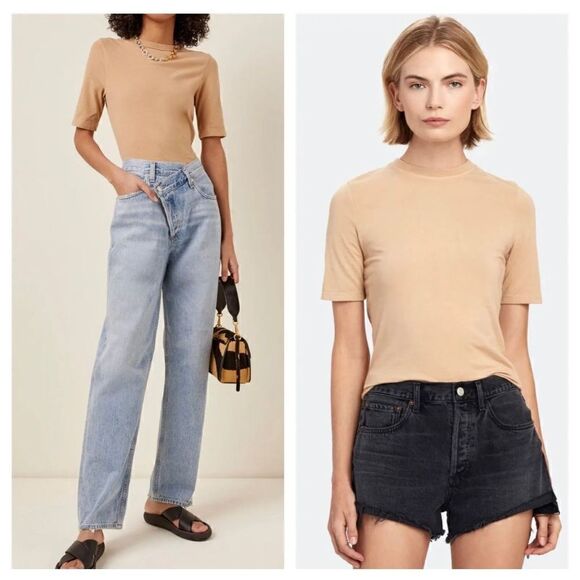 NWOT Agolde Elie T-Shirt Size XS in Tan - Picture 1 of 8